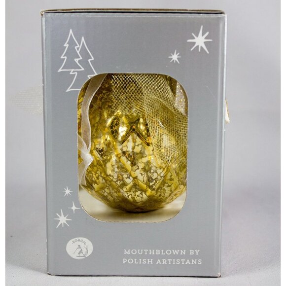 Zorza Glassworks Mouthblown Gold Glass Holiday Ornament Poland w/Box - Picture 6 of 9